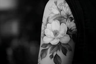 professional tattoo design black and white or color