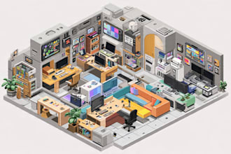 draw 2d isometric illustration