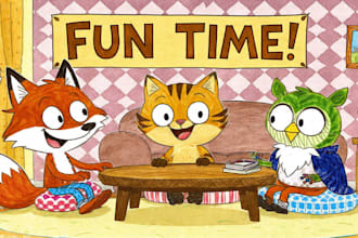 make a cute cartoon illustration