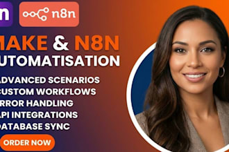 build advanced make automatisation workflows using make com and n8n