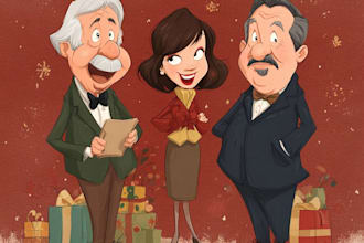 make a custom christmas caricature cartoon for