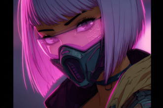 make a futuristic and detail cyberpunk city illustration
