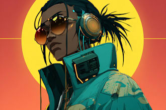 draw illustration of futuristic cyberpunk city