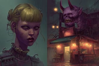 illustrate cinematic concept art scenes and environments