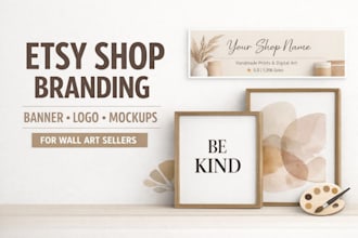 optimize your etsy shop branding and create frame lifestyle mockups for wall art