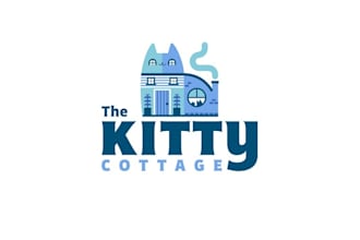 design unique kitty cottage housing cats logo