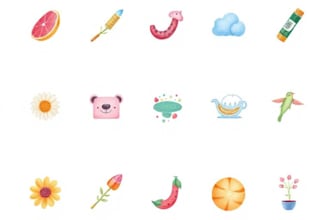 create unique watercolor icons and illustrations