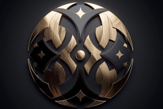 create a high gloss 3d metallic emblem