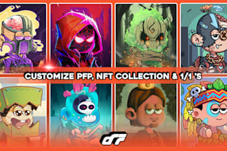 design custom nft pfp, character art and full collection with traits