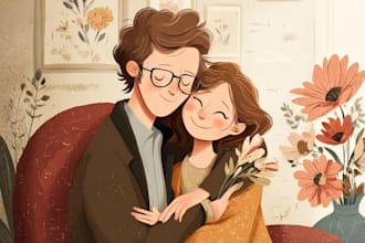 desing disney couple character logo and friendship portrait