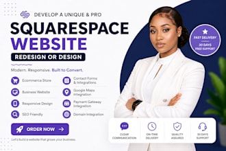 develop modern squarespace website design or redesign squarespace website