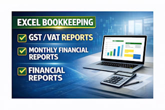 do excel bookkeeping, monthly reports, vat calculation
