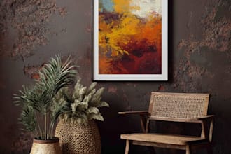 create unique printable digital oil paint abstract wall art design