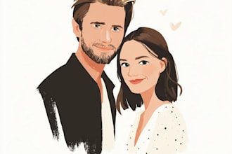 family portrait illustration and friendship portrait