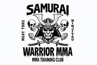 design realistic samurai martial logo with unlimited revision