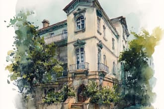 paint watercolor house portrait