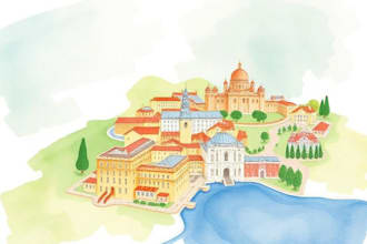 design a watercolor map illustration of your city or venue