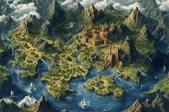 illustrate fantasy map and city map