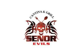 design looks nice restaurant grill logo with senor evils