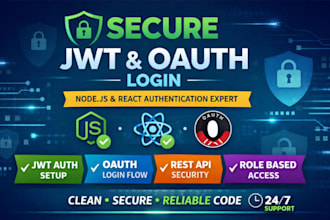 implement secure jwt authentication and oauth login in nodejs and react