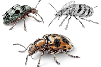 create detailed scientific illustrations of insects, beetles