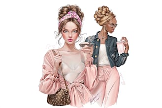 draw a realistic fashion illustration