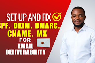 set up or fix spf, dkim, dmarc, mx, cname and email dns records