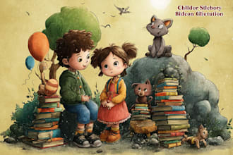 draw original children book illustration and book cover