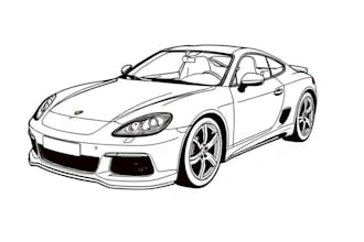 create line art or illustration of boat, yacht, car, object