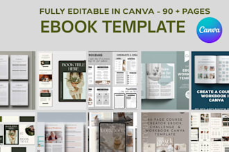 design canva ebook worksheet, editable workbook in canva ebook template