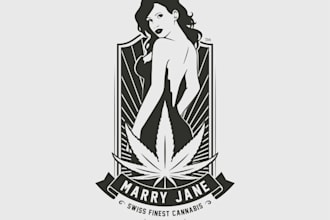 design a highly attractive cannabis mascot cartoon logo