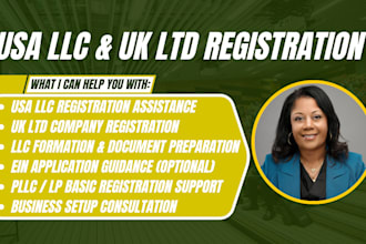 register your USA llc or UK ltd company with proper documents, llc filing