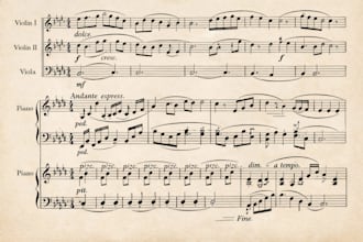 compose and record beautiful string music for violin cello or orchestral quartet