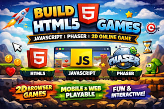 build html5 website video game, javascript game, 2d phaser game, 2d online game