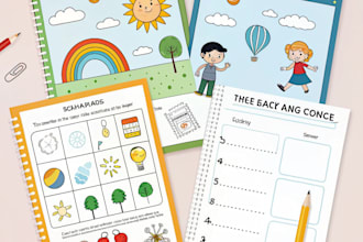 design english, math, science worksheet, kids activity tracing workbook for kids