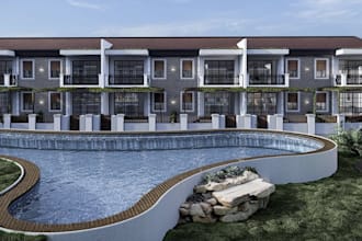 rebuild 3d modeling exterior, visualization render, villa design,housing modem,