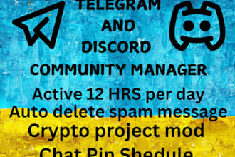 amplify telegram group or channel, organic crypto promotion,be discord moderator