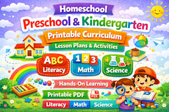 create homeschool preschool, kindergarten printable curriculum and lesson plans