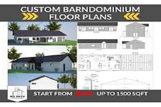 design barndominium, pole barn, floor plans with licensed stamp for approval
