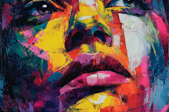 do expressive colorful abstract portraits