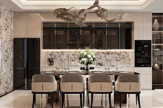 model 3d interior in sketchup, design fine dining, 360 house rendering, skp file