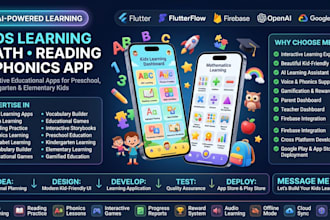 develop a kids learning app for math, reading, and phonics