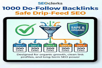 create 1000 dofollow safe dripfeed SEO 200 links per day