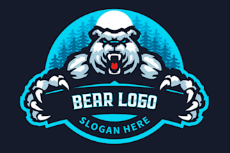 dosuper grizzly bear, head, wolf, sport mascot logo with t shirt design