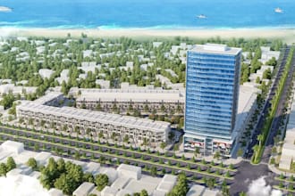 render 3d urban planning, profitable commercial space,8k exterior, cgi landscape