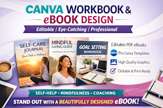 design editable canva workbook pro ebook, self help workbook, canva ebook pdf
