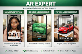 develop ar virtual try on, 3d liodar measurement app, vuforia
