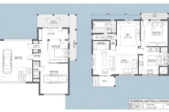 do garage conversion, adu, and deck blueprints architectural