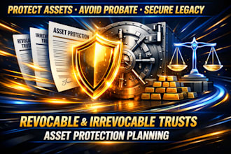professionally create revocable trust or irrevocable trusts asset protection