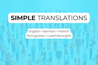 translate simple texts between english, french, german and portuguese